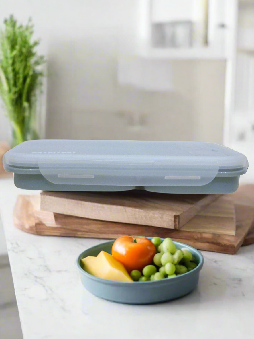 Minimi Bento Foldable Lunch Box with Spoon Lid - Blue